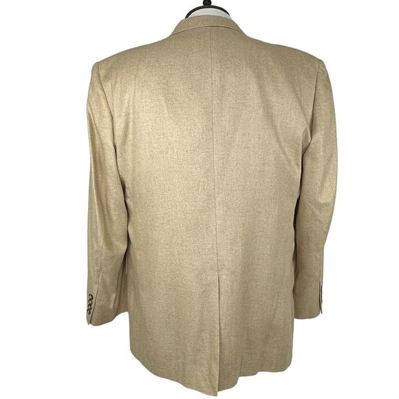 Jos A Bank Wool Silk Beige Two Button Blazer Sport Coat Mens 43R - Picture 2 of 5